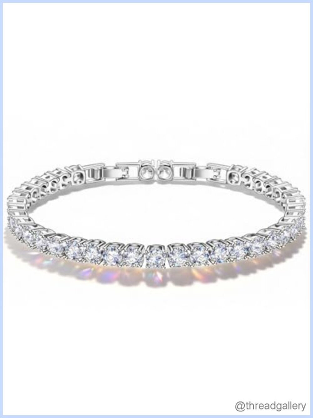 Handmade Tennis Bracelet White Gold Plated Cubic Zirconia Hypoallergenic Women